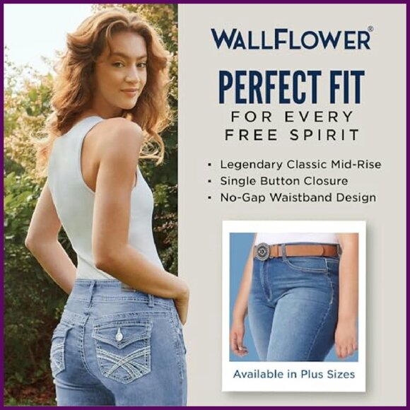 Bootcut Mid-Rise Stretch Jeans with Belt - Sizes 0-24 - Picture 6 of 8